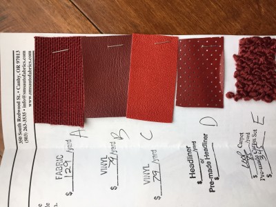 Fabric samples from SMS