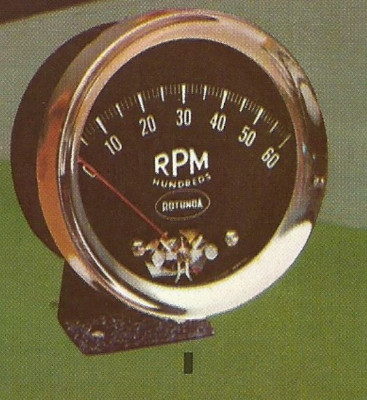 Rotunda/FoMoCo 6,000 RPM-100 degree sweep Tach (from 1967 Ford Accessories brochure)