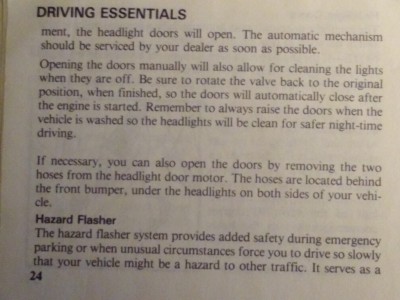 Headlight Doors - Manual opening-closing (from 1980 T-bird Owners Manual p 24)