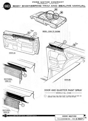 1963 door-quarter window blackout (from 1963 T-bird Body-Trim-Sealer Manual)