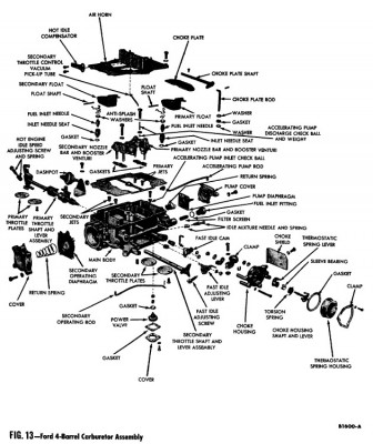 Carburetor Exploded Diagram (from 1962 T-bird Shop Manual)