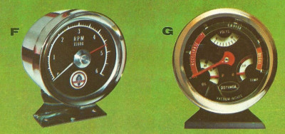 Cobra 6,000 RPM-250 degree sweep Tach &amp; Rotunda/FoMoCo Engine Gauge Kit (from 1967 Ford Accessories brochure)