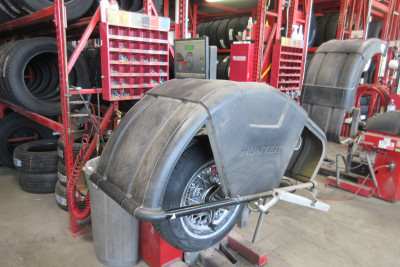 Tire and rim on balancer